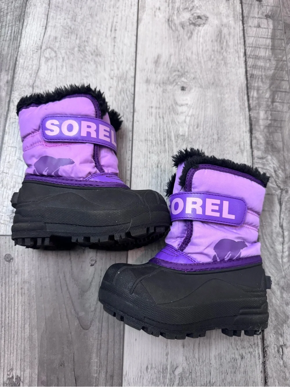 Sorel Snow Commander Toddler 7 Purple Black Winter Boots NV5190-514 Waterproof